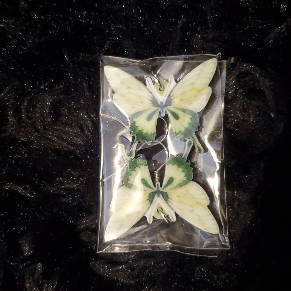 Green butterfly earrings